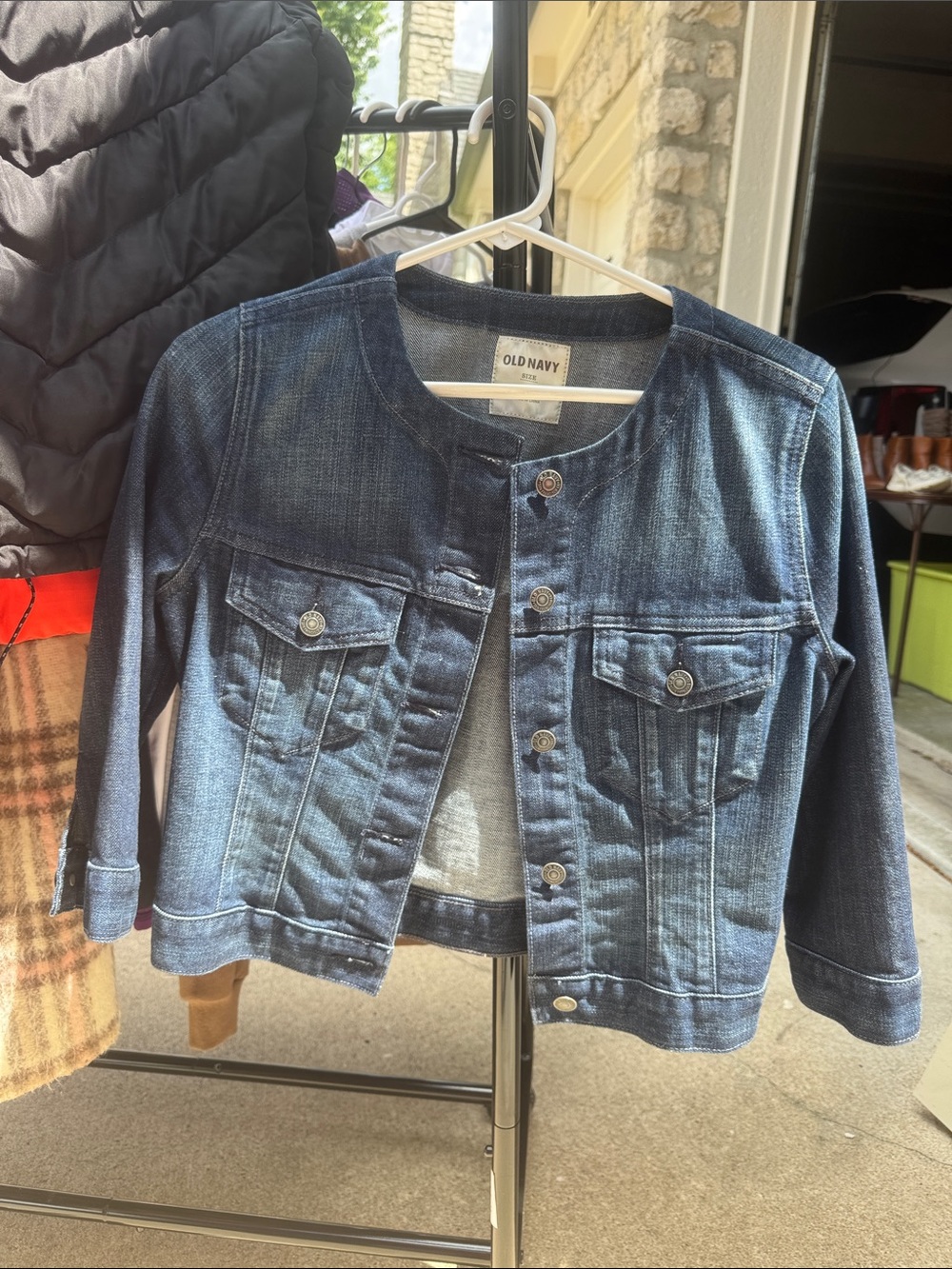 Old Navy Girls Blue Denim Jean Jacket with Chest Pockets